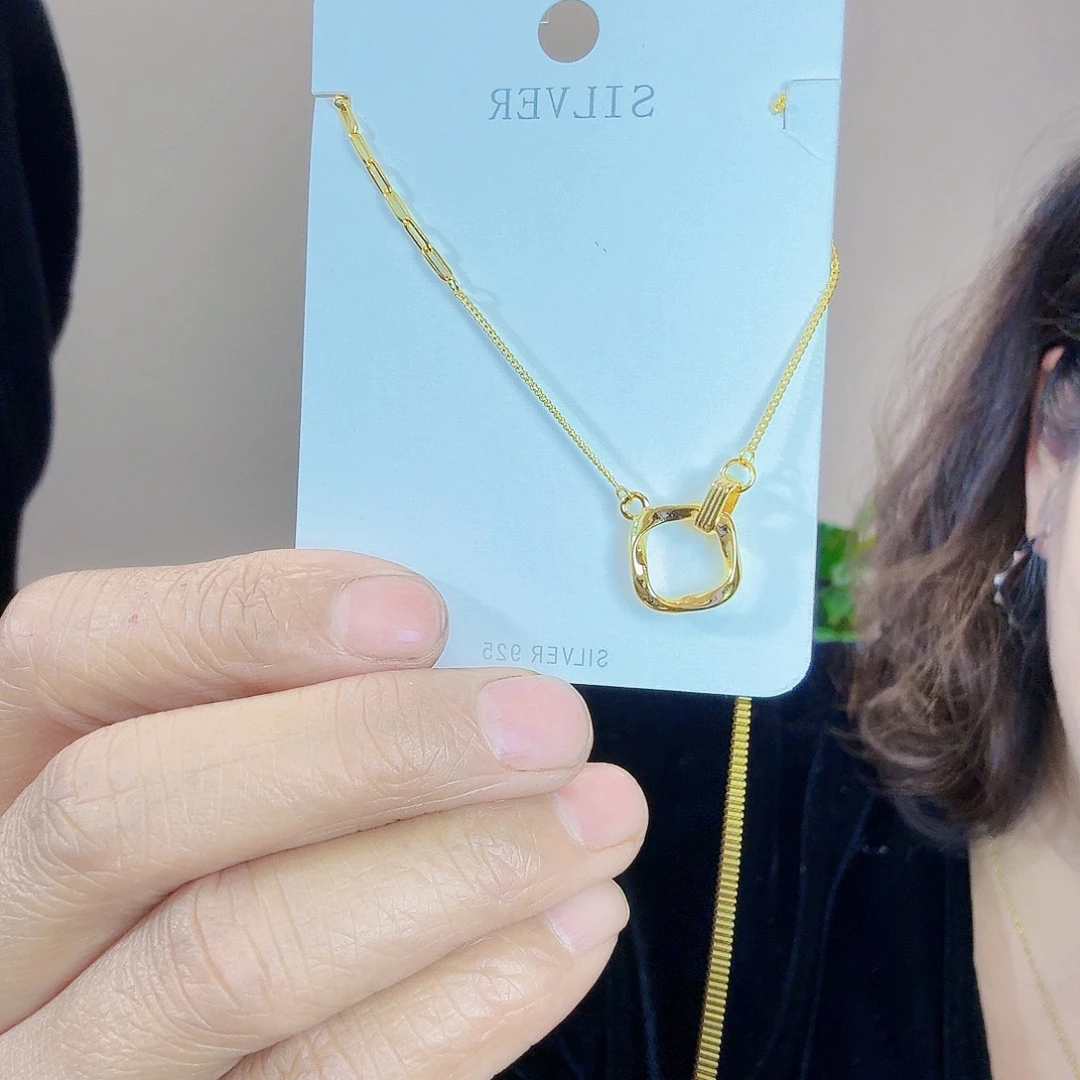 吊坠925银珐琅纯银百搭项链