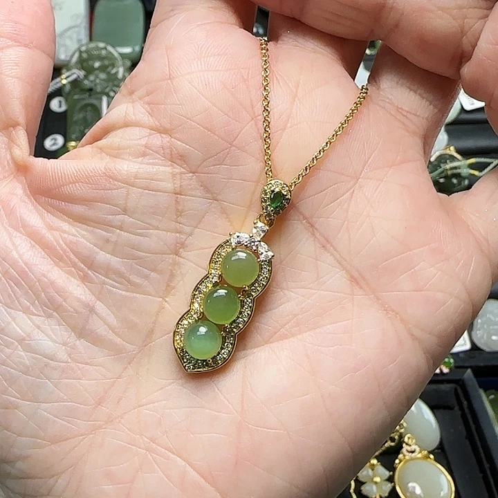 和田玉银S925镶嵌颈饰