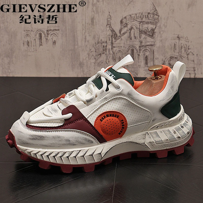 纪诗哲厚底增高老爹鞋男款爆款2025新款干净百搭通勤复古风运动鞋