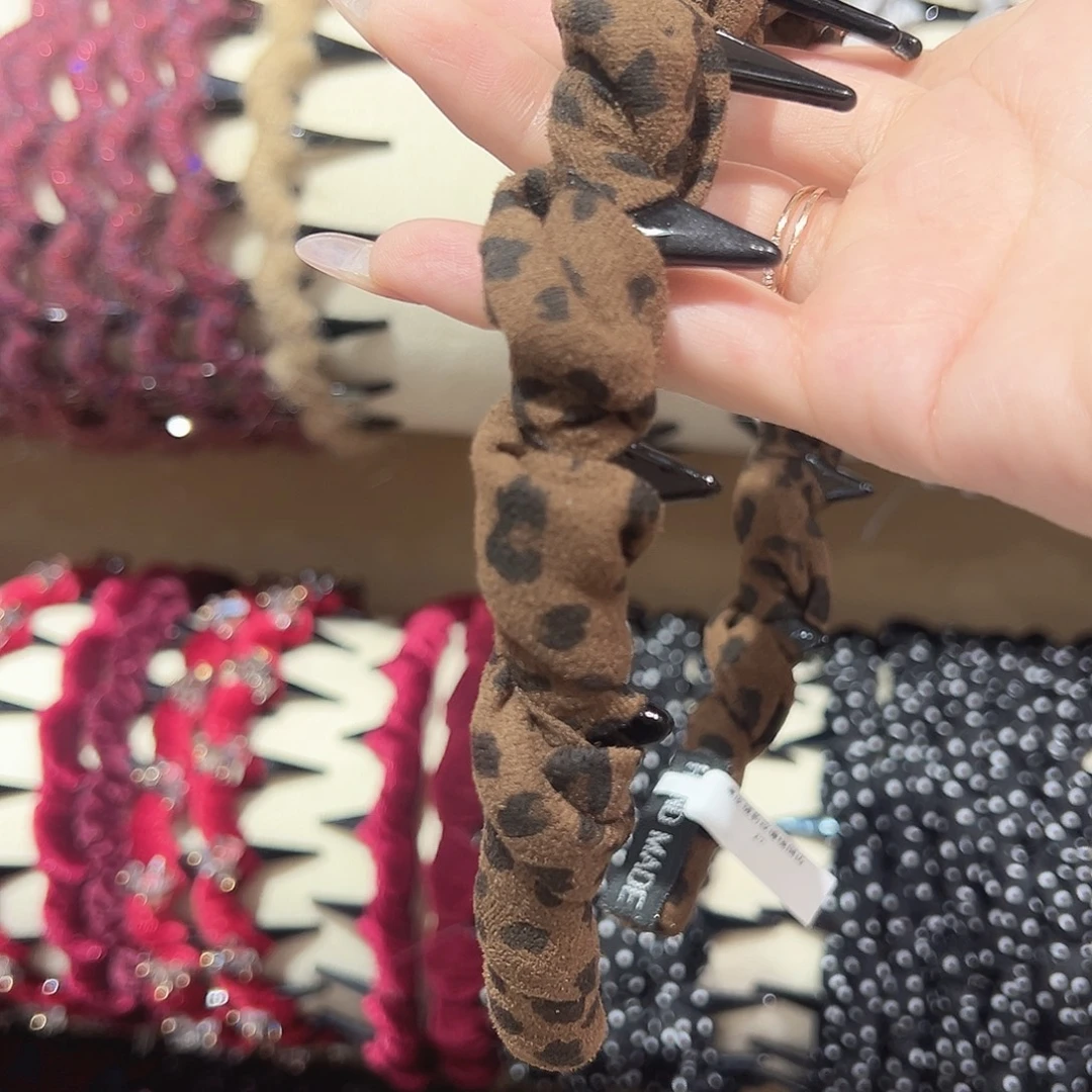 皮质铁合金豹纹带齿发箍