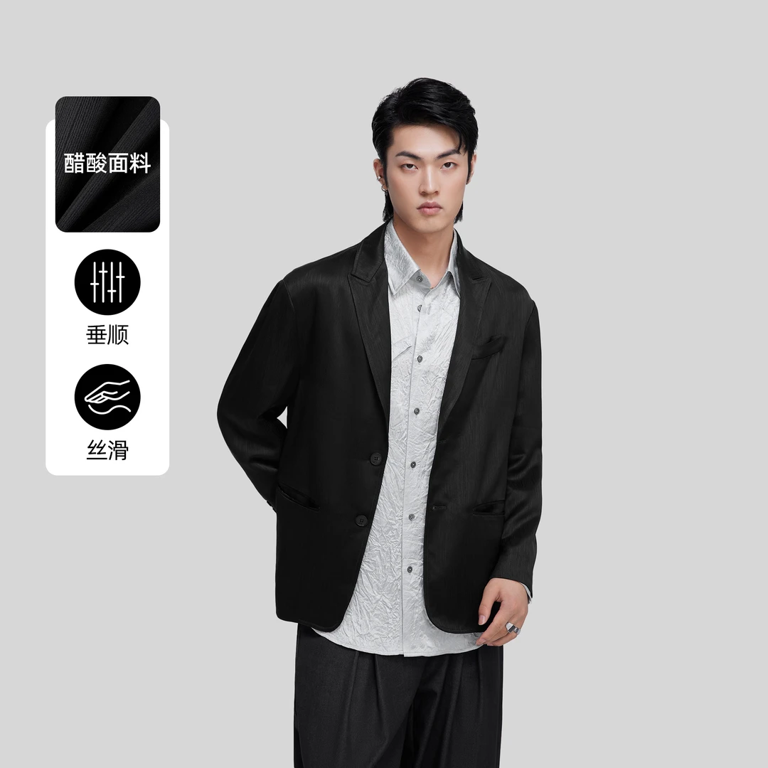 HERBEL/黑白早秋穿搭 春季时尚男士正装西服休闲西装外套潮流百搭