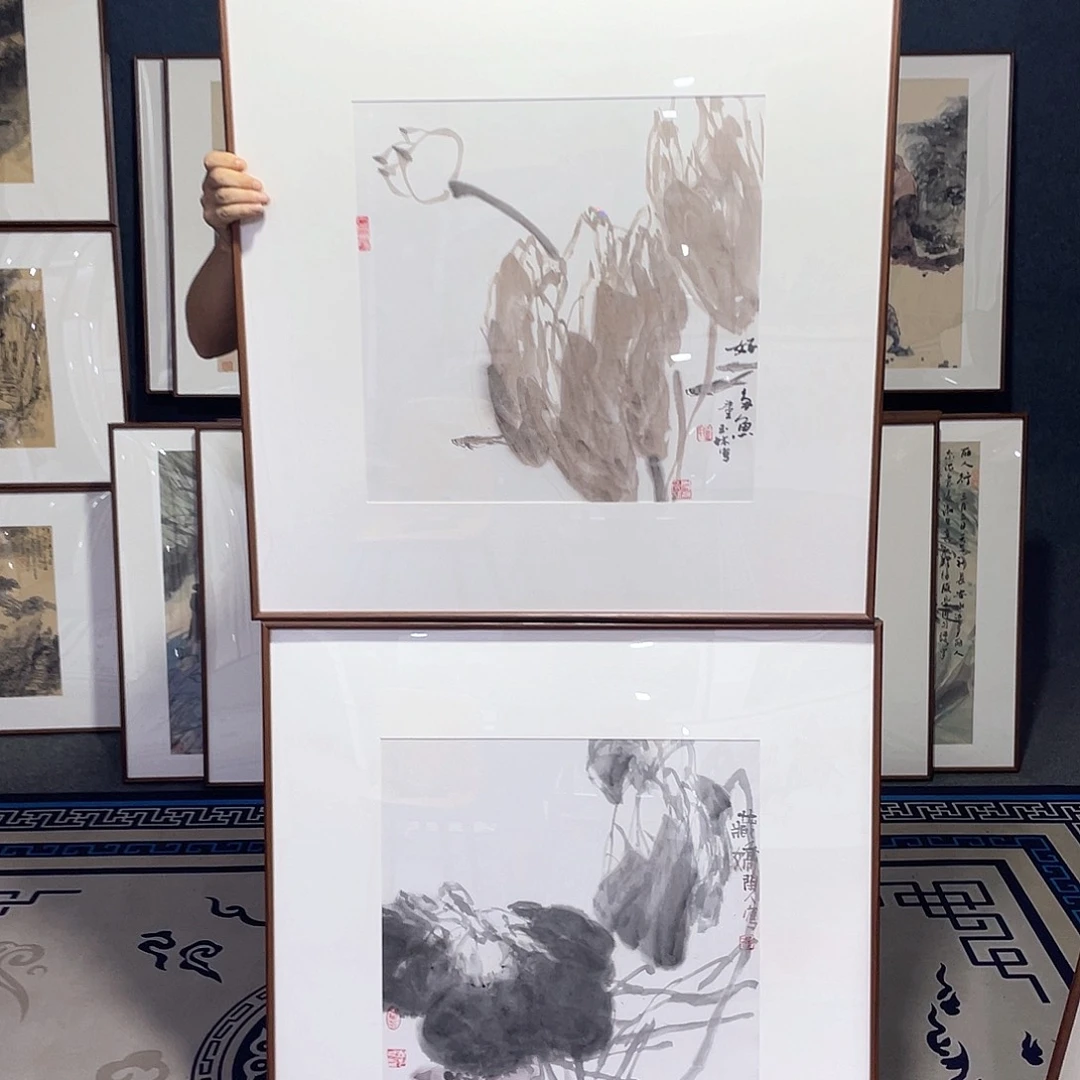 国画手绘画作品带框80/80