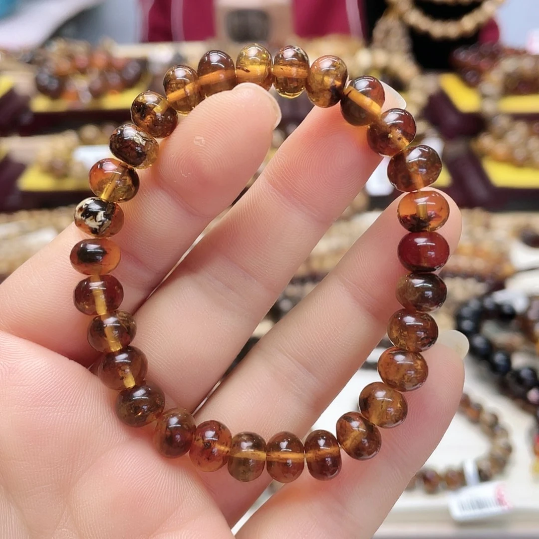 琥珀裸石未镶嵌花*e八