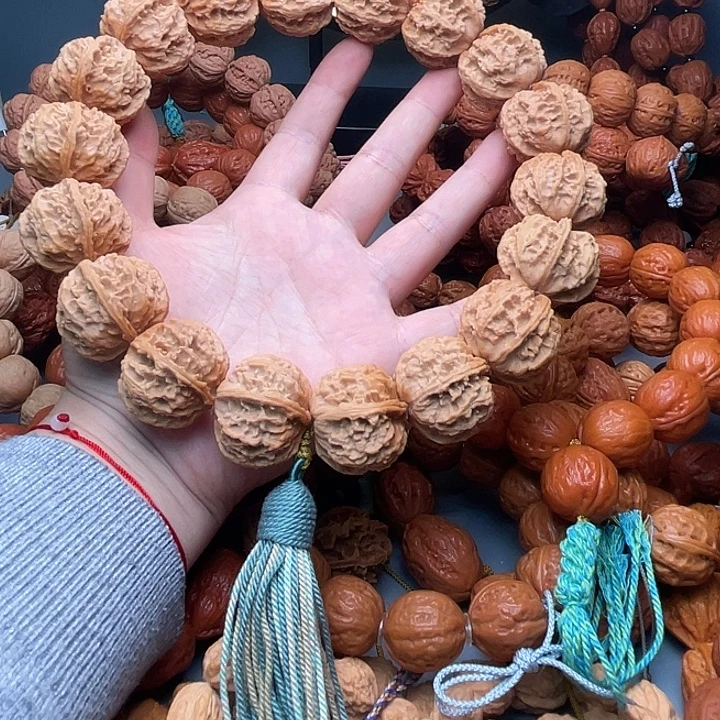 杰***朱文玩核桃手串莲花座