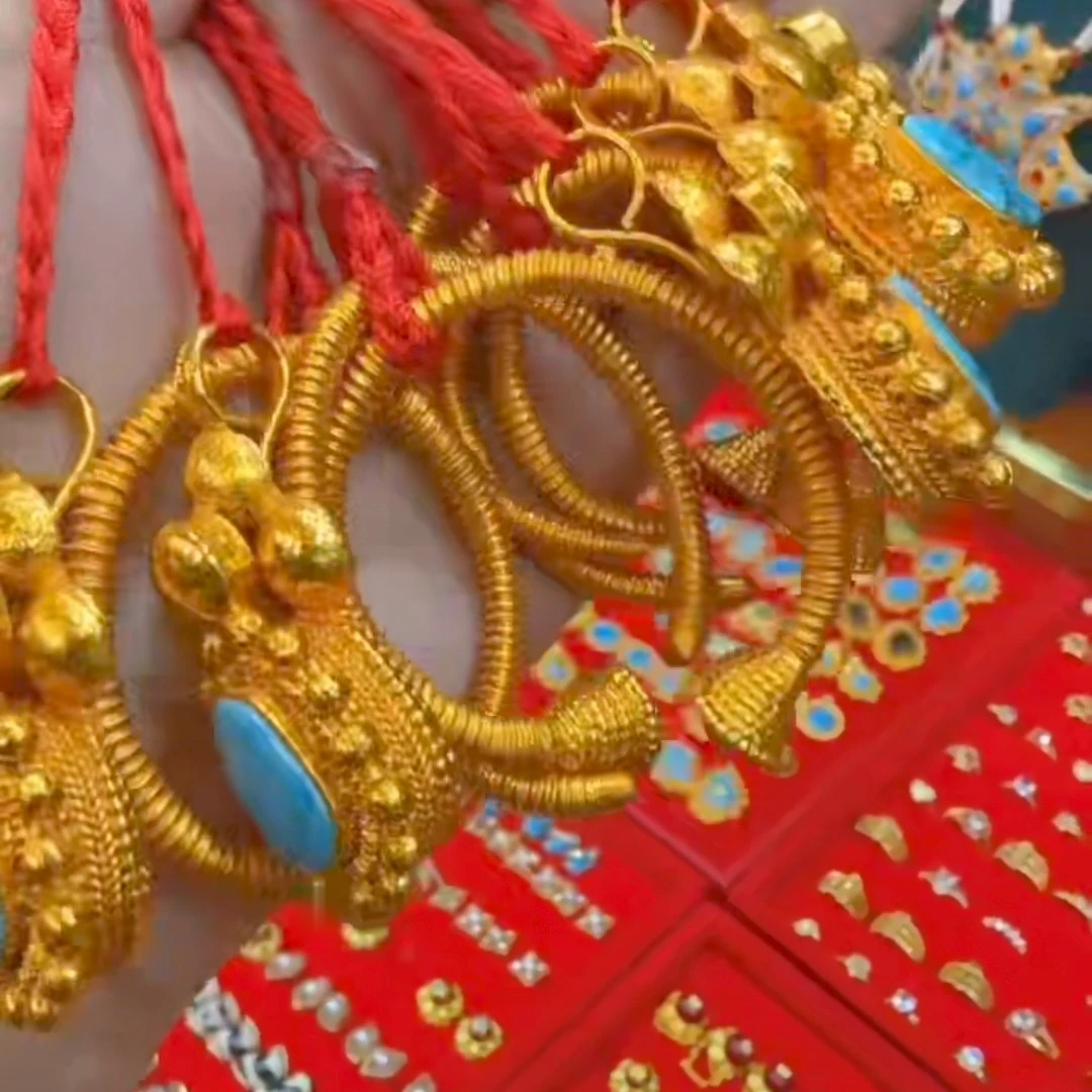 铜合金亚克力耳饰 尼泊尔男士耳环