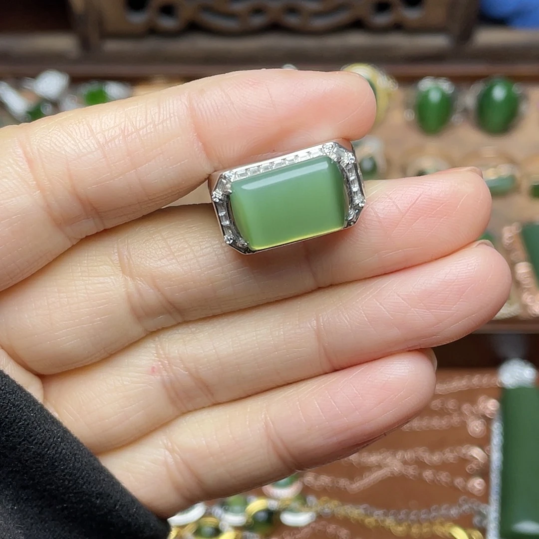 和田玉（碧玉）银S925镶嵌吊坠(赠链)