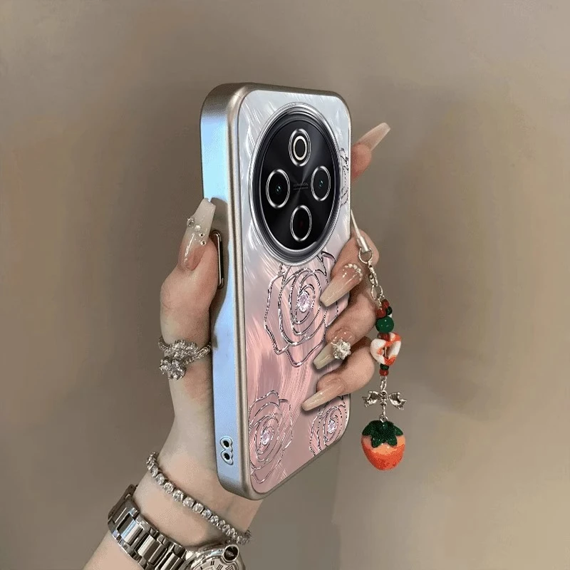 渐变羽纱山茶适用vivoY300Pro+手机壳保护套新款硅胶全包小众高级