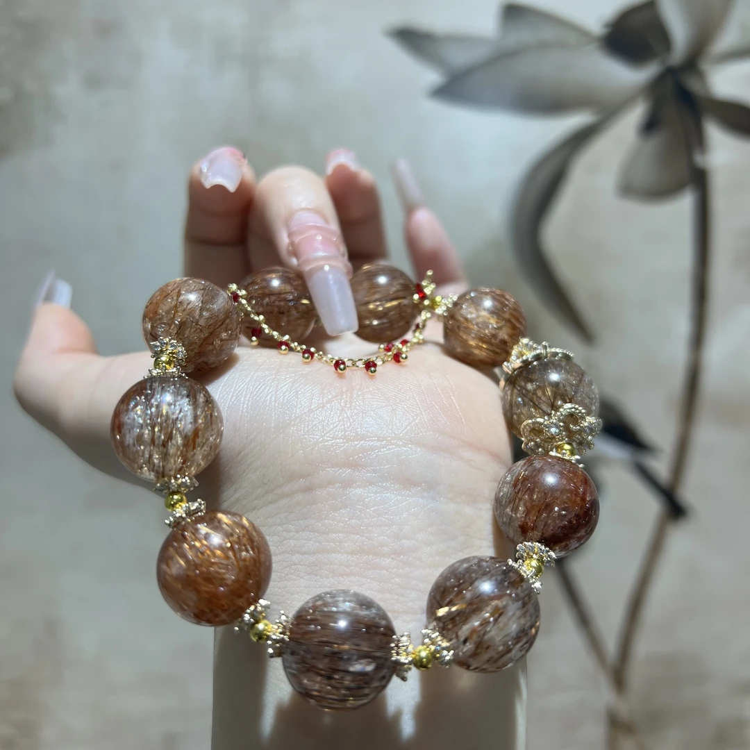 【月月家】H099天然水晶 原创黑金超单圈设计款手串