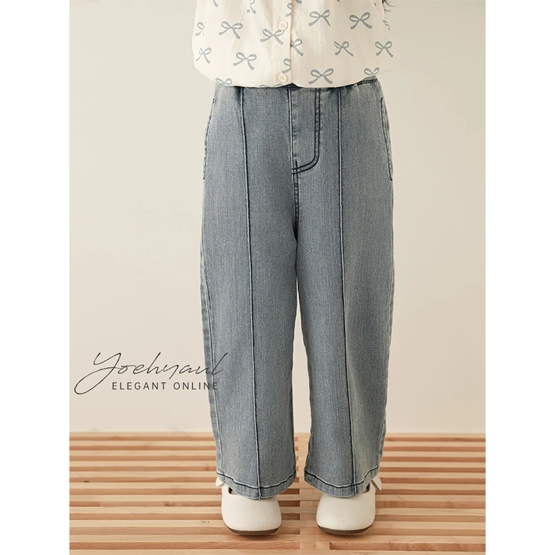 YOEHYAUL/幼悠幼悠【宽韵牛仔】春贰波宽松直筒复古女童牛仔裤C3292