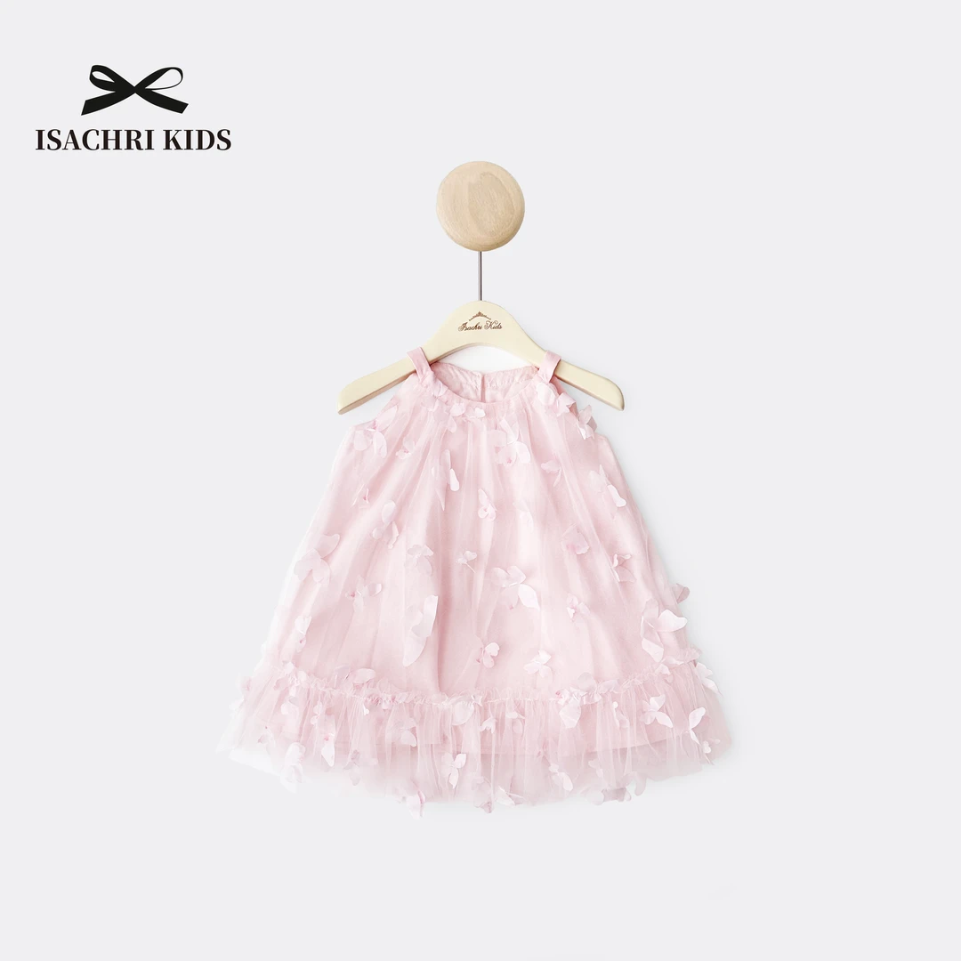 【1月5日反季清】花蝴蝶女童装公主裙夏季儿童连衣裙粉色女宝IS623