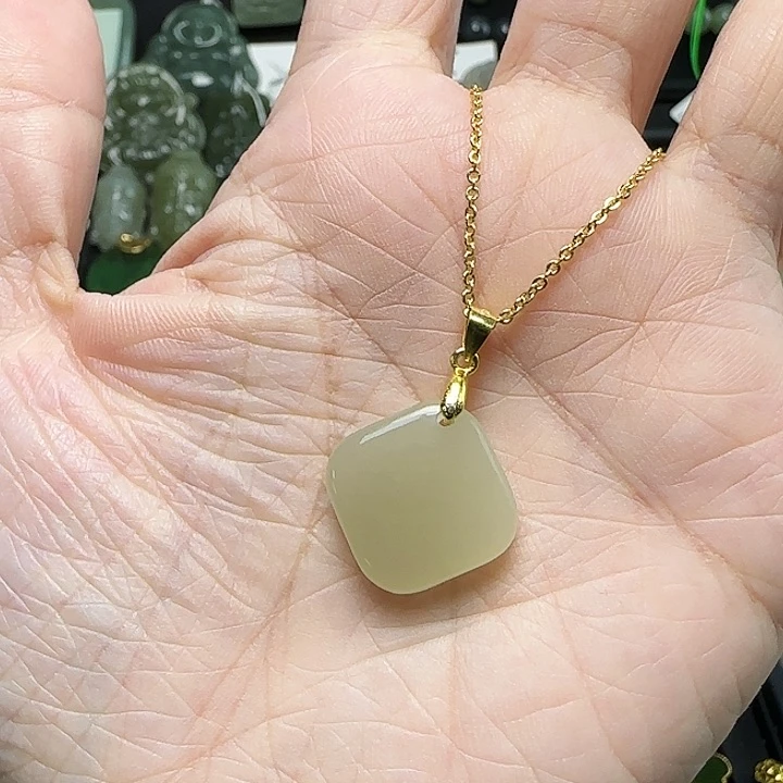 颈饰银S925镶嵌和田玉@**倩