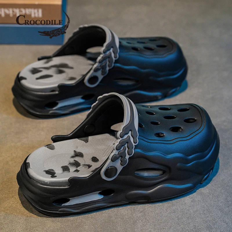 鳄鱼恤洞洞鞋男款夏季开车两用休闲涉水包头凉鞋青少年厚底防滑大