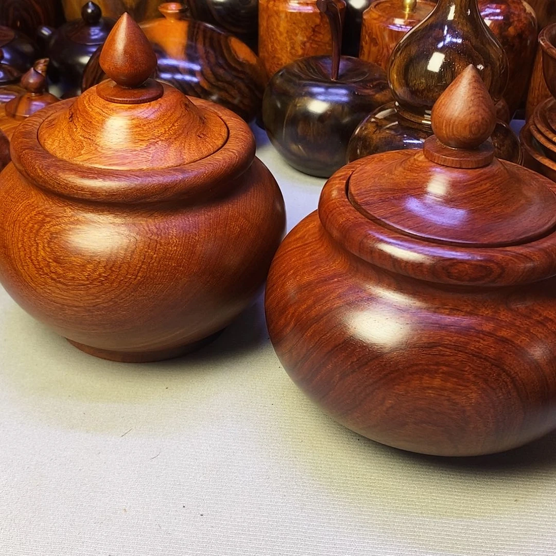 木(****〜缅甸花梨木茶叶罐一对