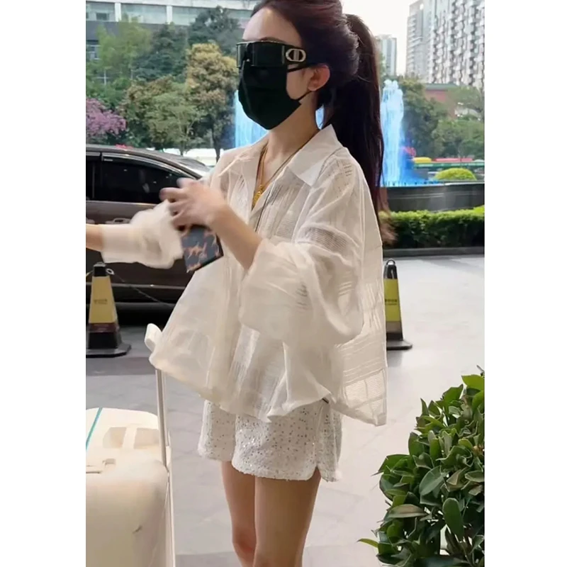 欧货短款宽松POLO领格子衬衫女春秋2025年新款洋气蕾丝设计感衬衣