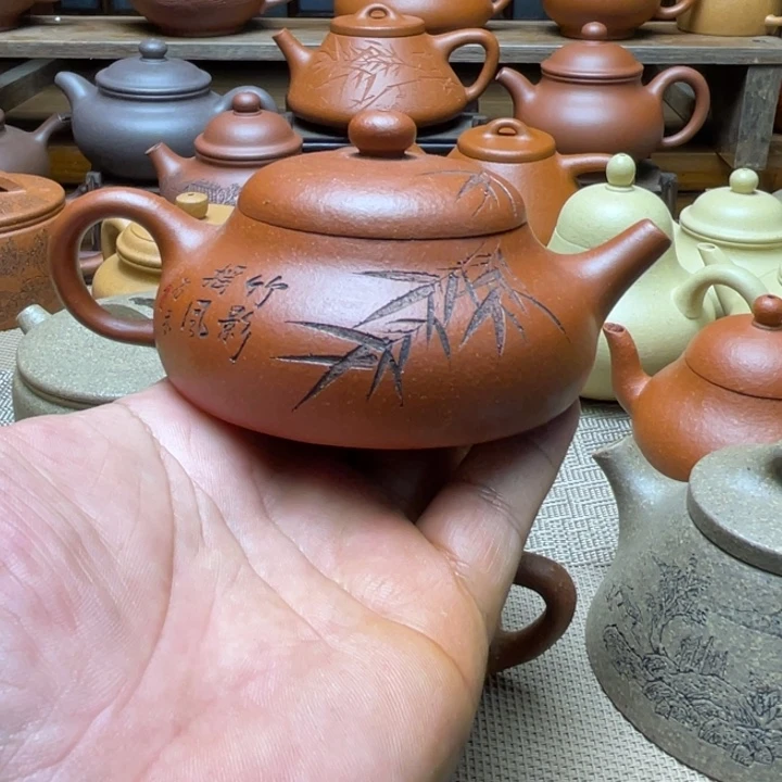 修***金红泥茶壶宜兴紫砂壶全手工制作