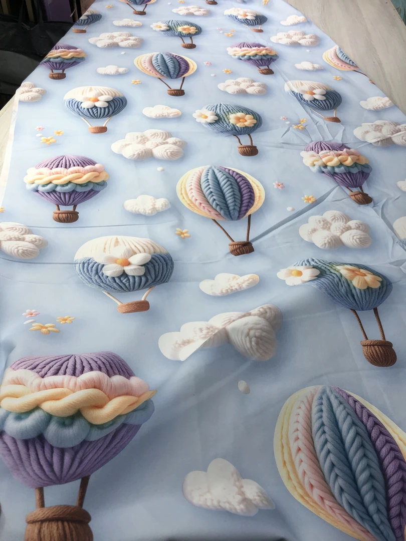 （毛线气球）2*2.5米5D数码印花床单面料加厚粗布