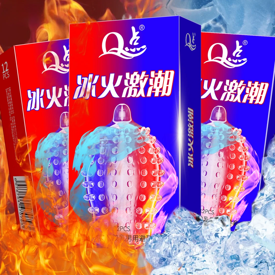 Q点冰爽火热大颗粒避孕套夫妻房事立体带刺降敏颗粒螺纹情趣润滑持久安全套激情延时水润玻尿酸超薄情侣天然橡胶胶乳男用避孕套