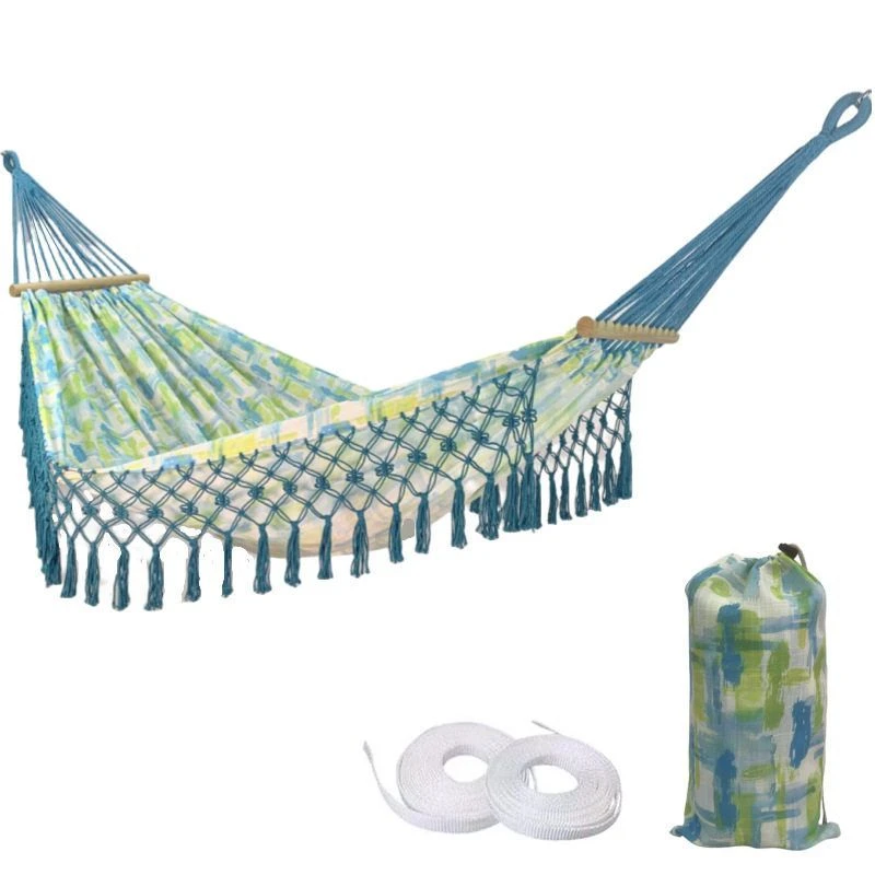 加宽流苏印花帆布吊床户外露营水彩工艺秋千田园风沙滩阳台摇床