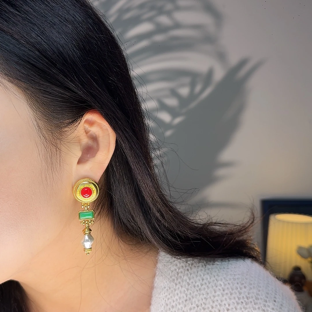 琉璃纯铜合金耳钉