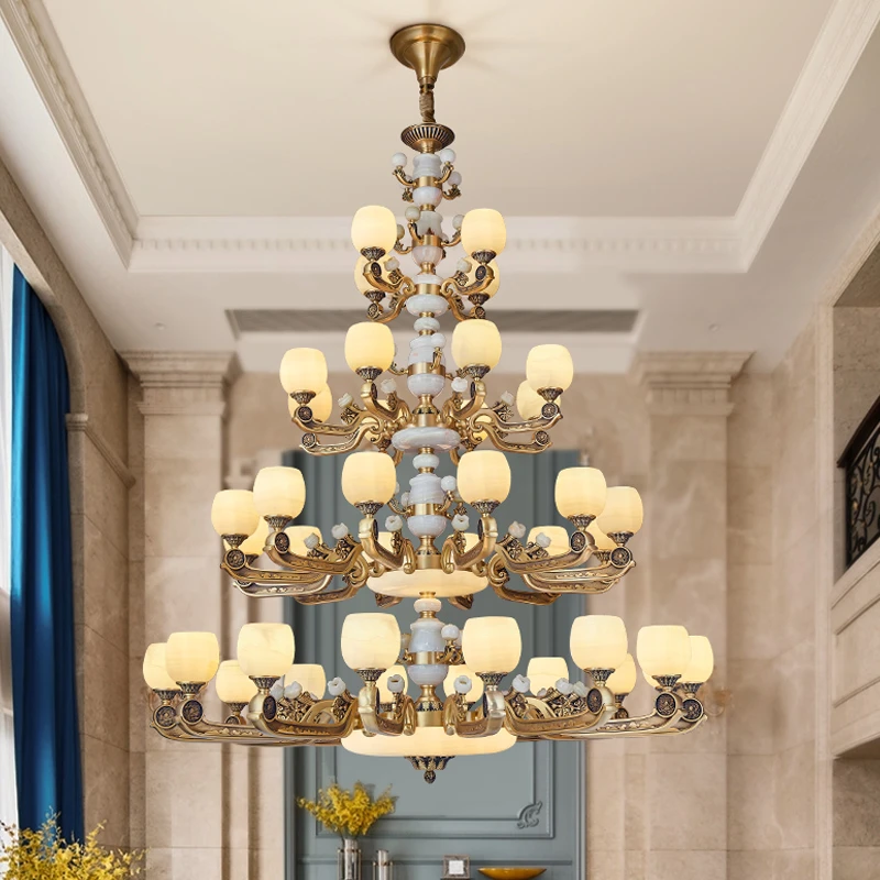 2024新款别墅复式楼大吊灯欧式豪华客厅灯楼中楼中空楼跃层大厅灯