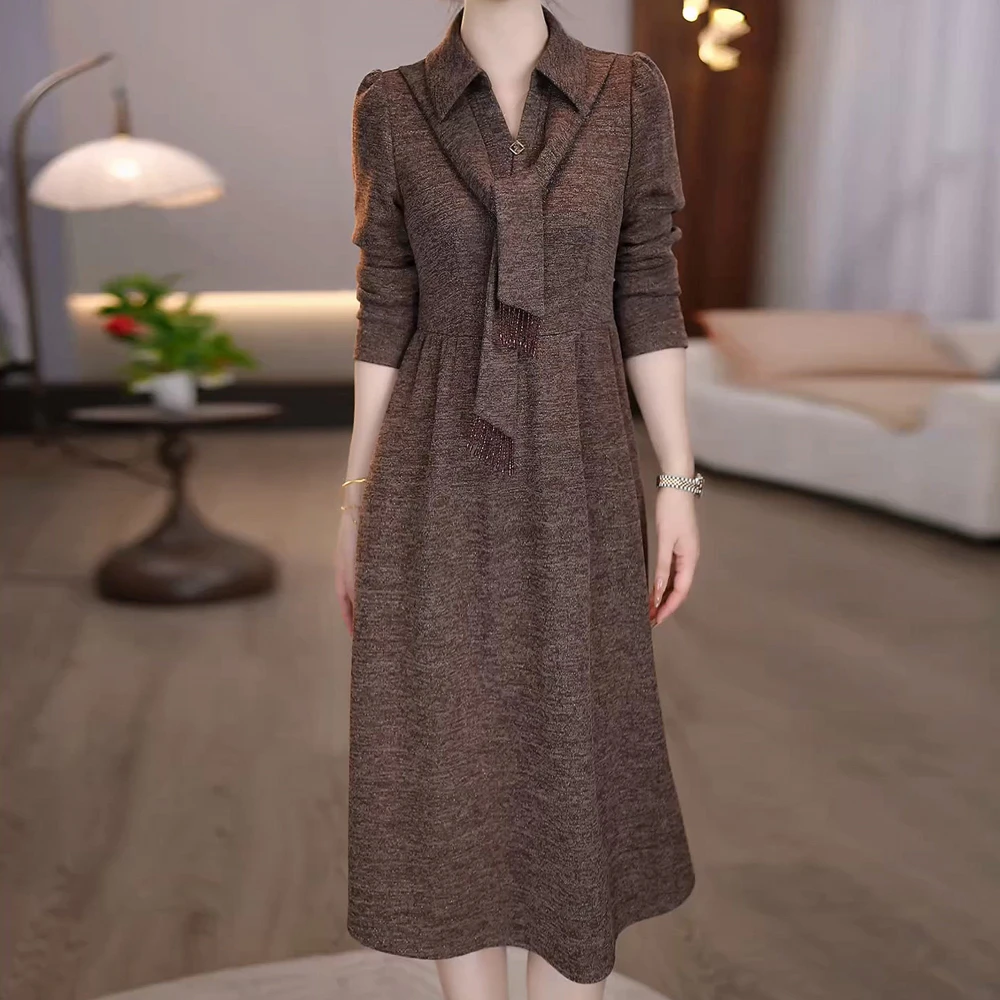 时尚女装连衣裙2025秋季新款修身显瘦气质优雅修身中长款女士裙子