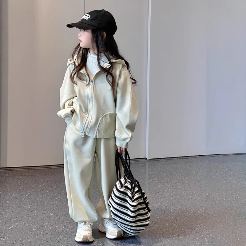 小女孩洋气韩范衣服2025新款女童春秋运动外套两件套儿童休闲套装