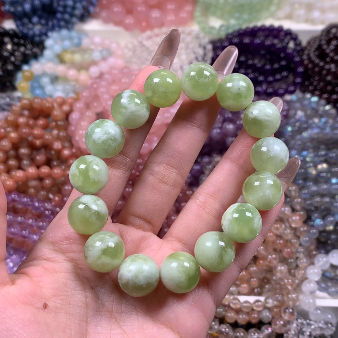 岫玉未镶嵌手链青提岫玉卡14