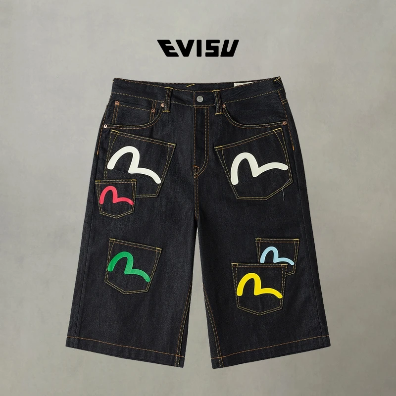 EVISU福神 2025秋男士海鸥印花牛仔短裤2EAHTM5DS7031FFDN