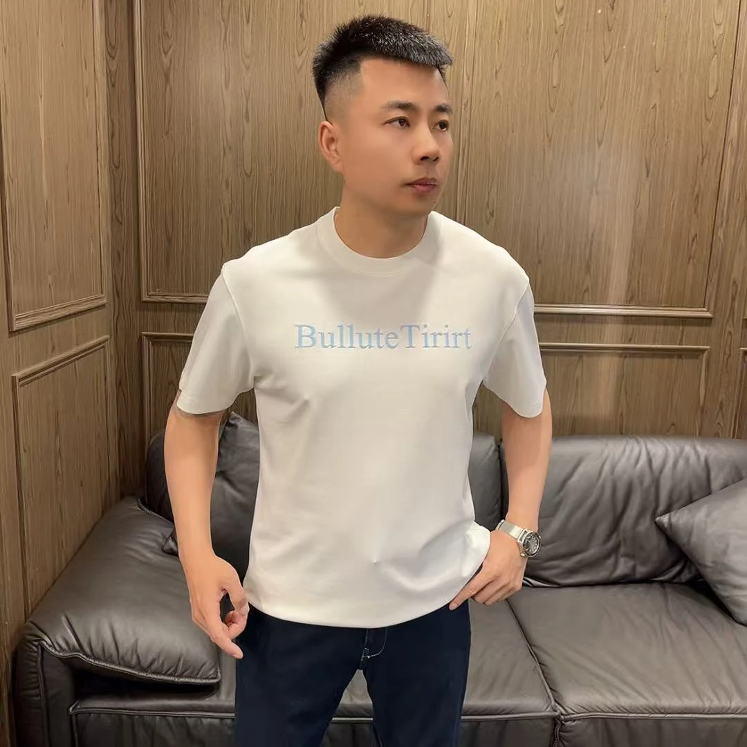 缇瑞TRA25147J男士夏季高端商务休闲定制面料圆领植绒T恤