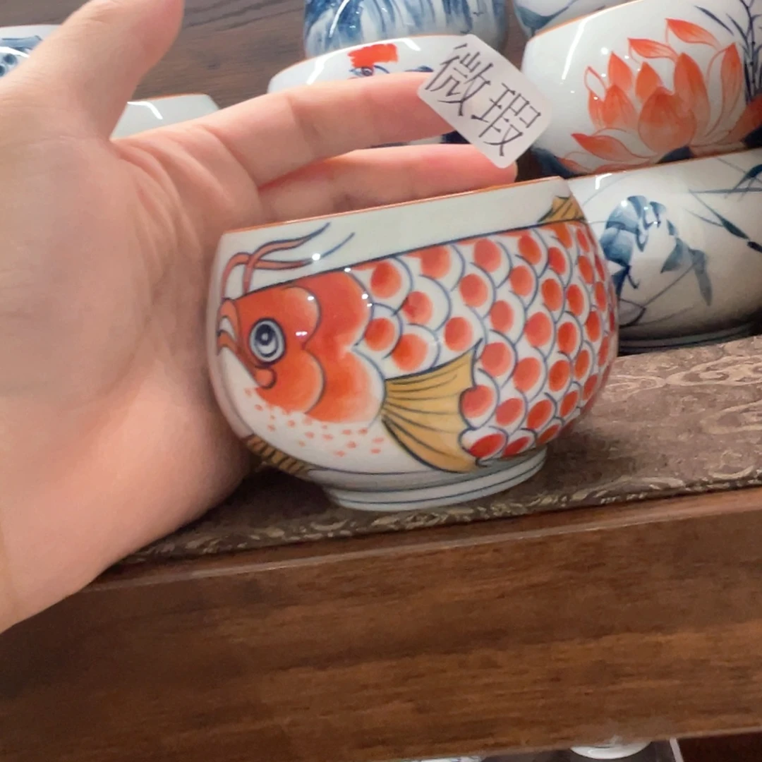 釉下手绘茶具微瑕