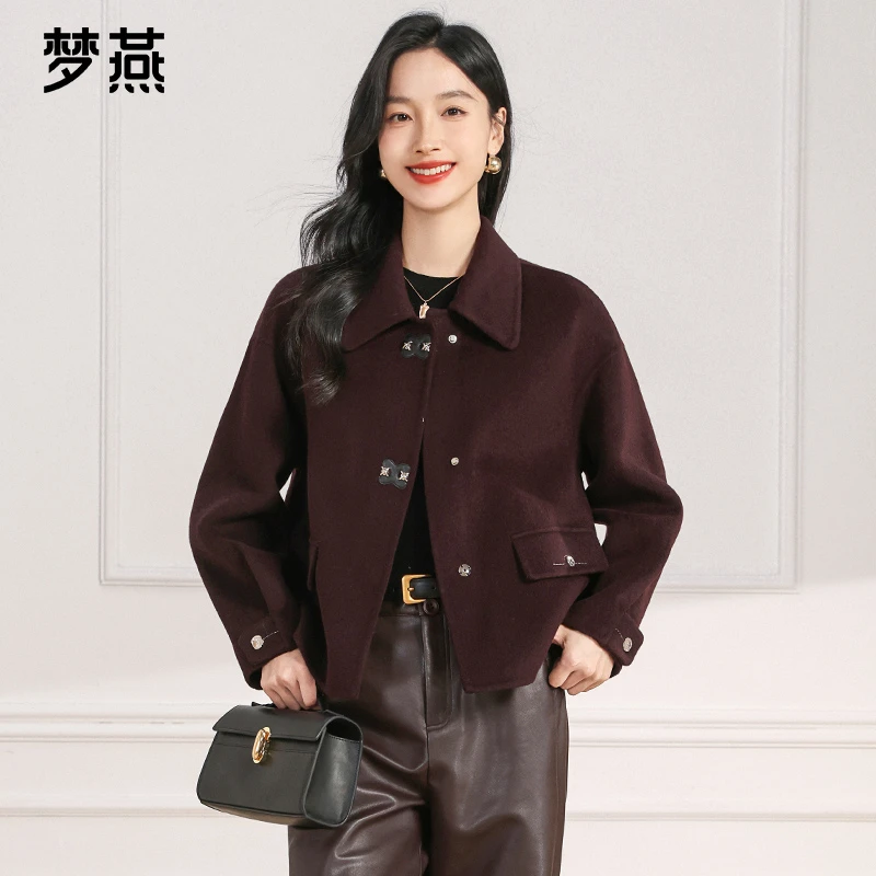 梦燕秋冬女款时尚百搭气质大方宽松休闲双面呢手工大衣CA21B5007