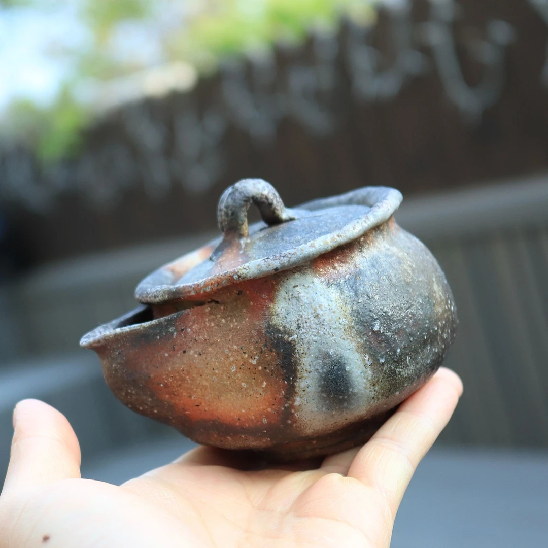 日本备前烧森陶山宝瓶 饱满敦厚简约雅致 底部小飞皮特价 原盒