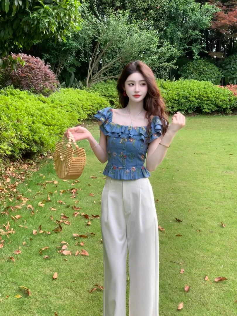 西恩定制●【封神原牛裤】时尚设计感窄版阔腿牛仔裤JJC5NZK2513