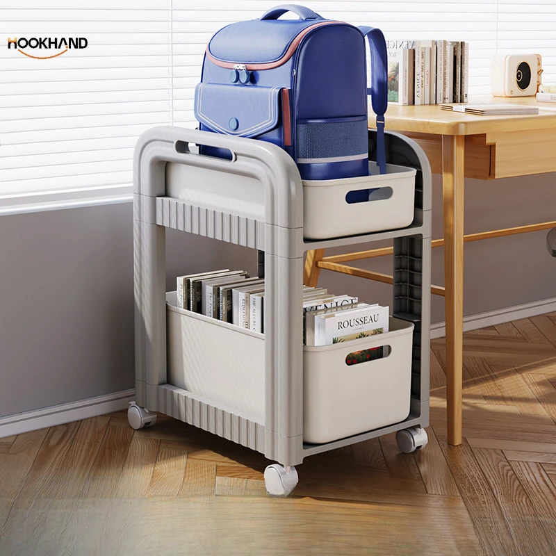 书包置物架可移动小推车书本收纳神器家用多层桌下放包收纳架书架