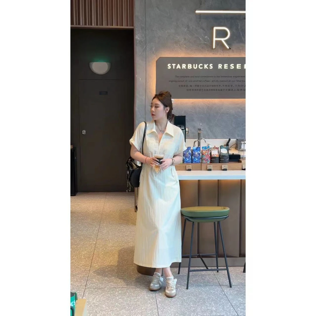 琪琪怪怪大码女装【比利周末】高级感休闲工装风连衣裙D14253QD