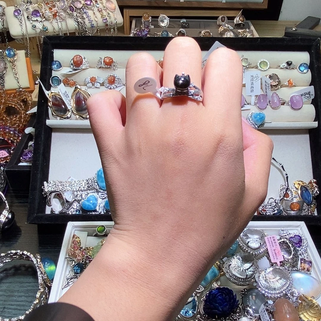 烟晶戒指银S925镶嵌