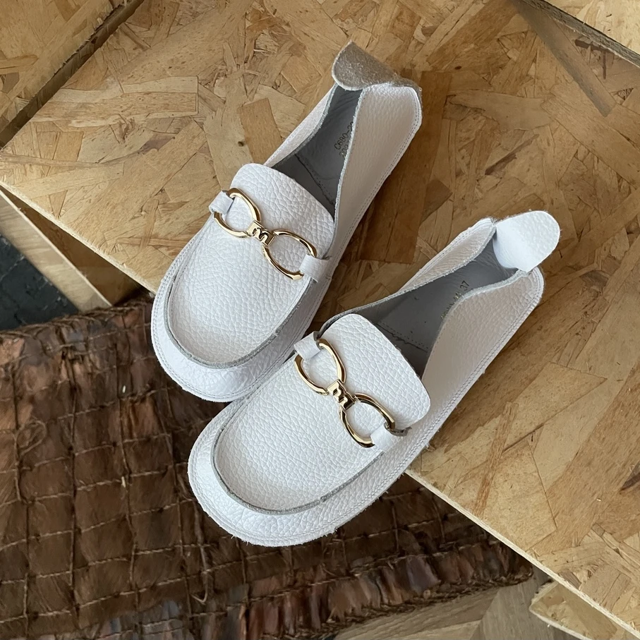 拙手作2025春季新款头层牛皮一脚蹬森系平底休闲时尚百搭女士单鞋