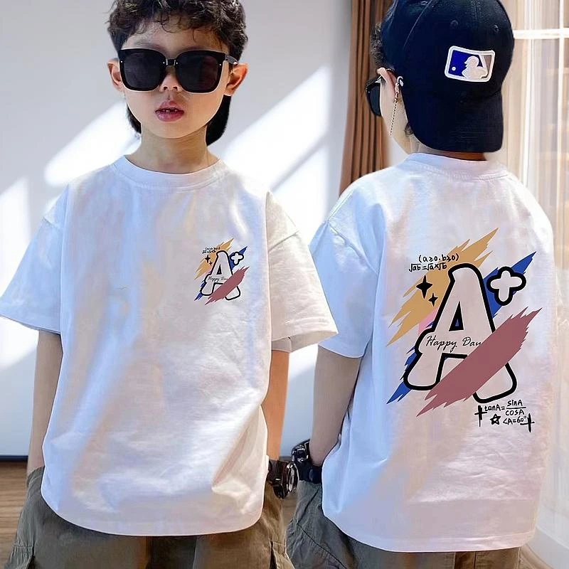 童装男童短袖t恤夏装2025新款中大儿童纯棉夏季男孩时尚ins风上衣