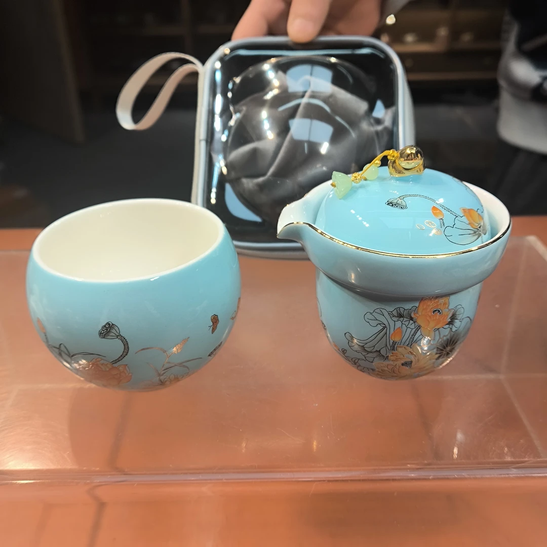 沐雨茶具 荷花手抓壶+主人杯旅行快客-5296（直播专享）