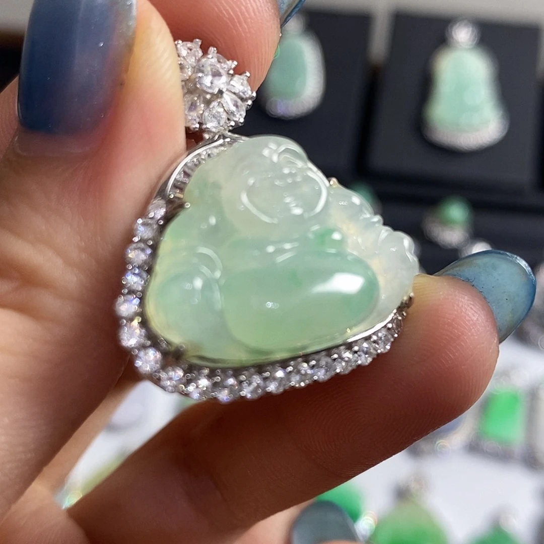 翡翠银S925镶嵌颈饰天然翡翠