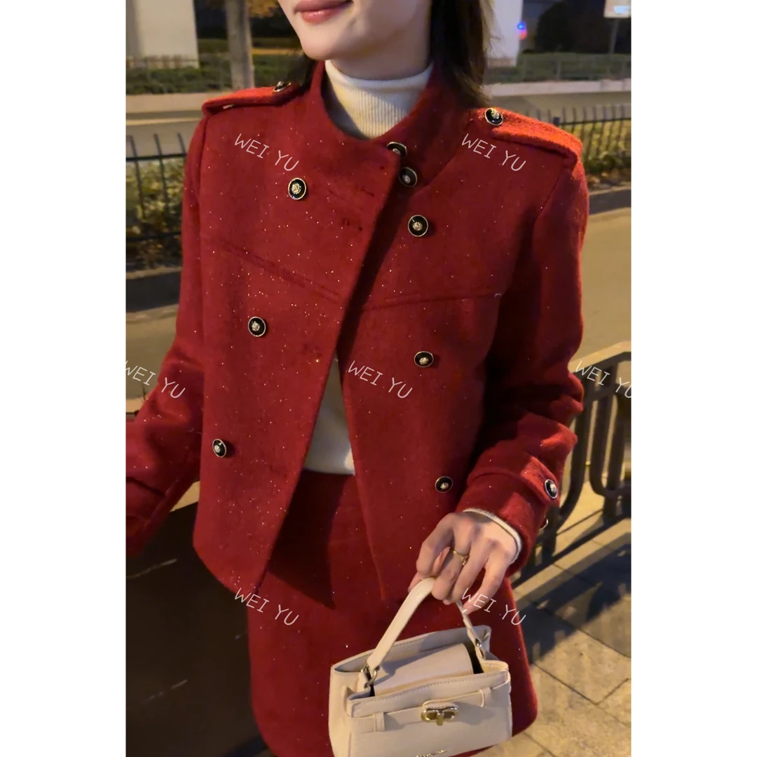 【WY】军阀千金~原版设计冬季甜美气质新年90羽绒小香风套装