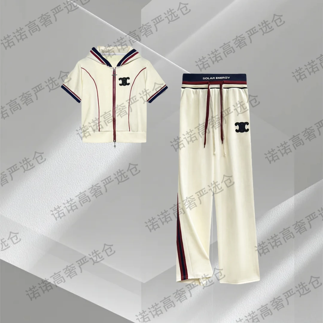 洋气时尚运动套装女拉链设计感撞色气质显瘦两件套女2025夏季新款
