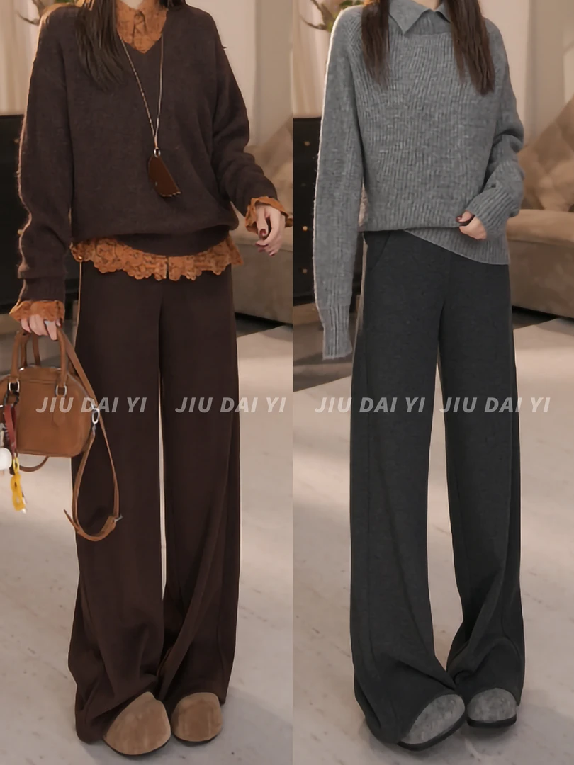 玖黛衣【泡芙裤】冬季加绒醋酸绵羊毛~遮肉卫裤子KZP46295 KZP46296