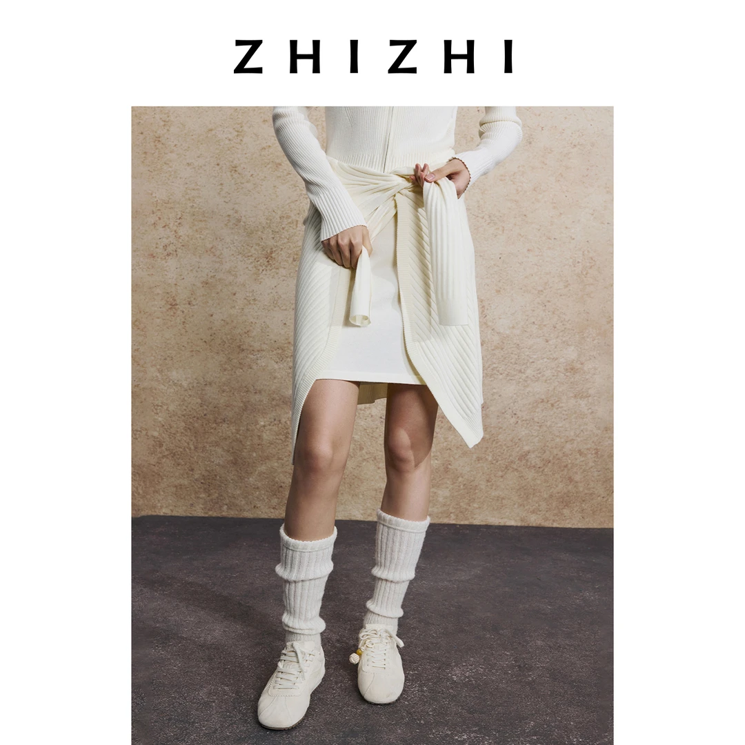 【橱窗】致知 鹊桥仙不规则假两件系带羊毛围裹针织半裙ZZ2EAKBN022