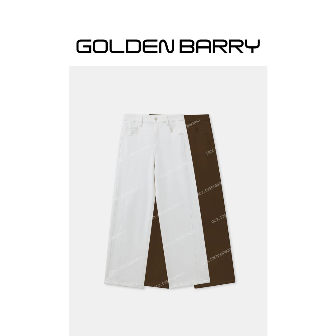 GOLDENBARRY雪绒暖感磨毛牛仔阔腿裤501171