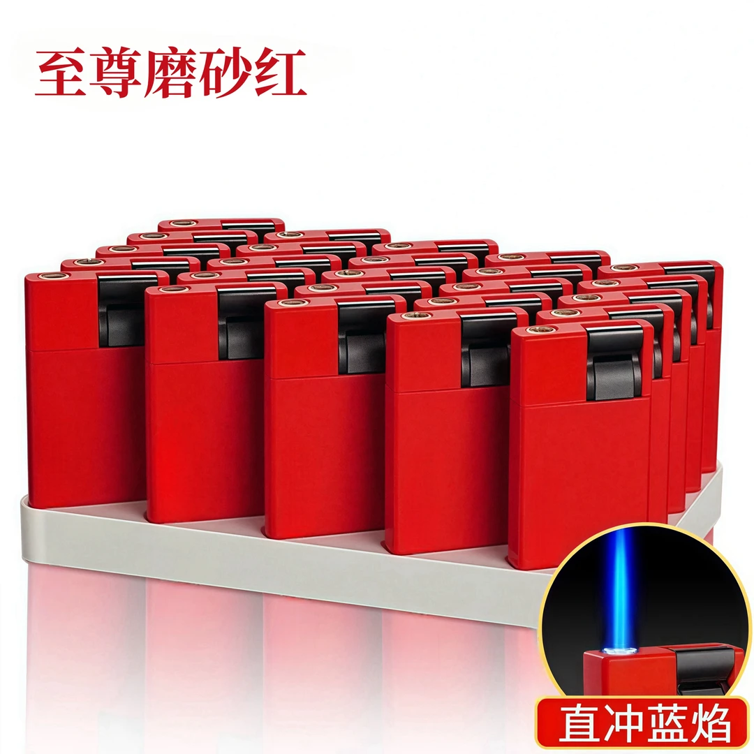【2025新款】国潮防风打火机超薄红色直冲蓝焰创意个性批发零售礼品