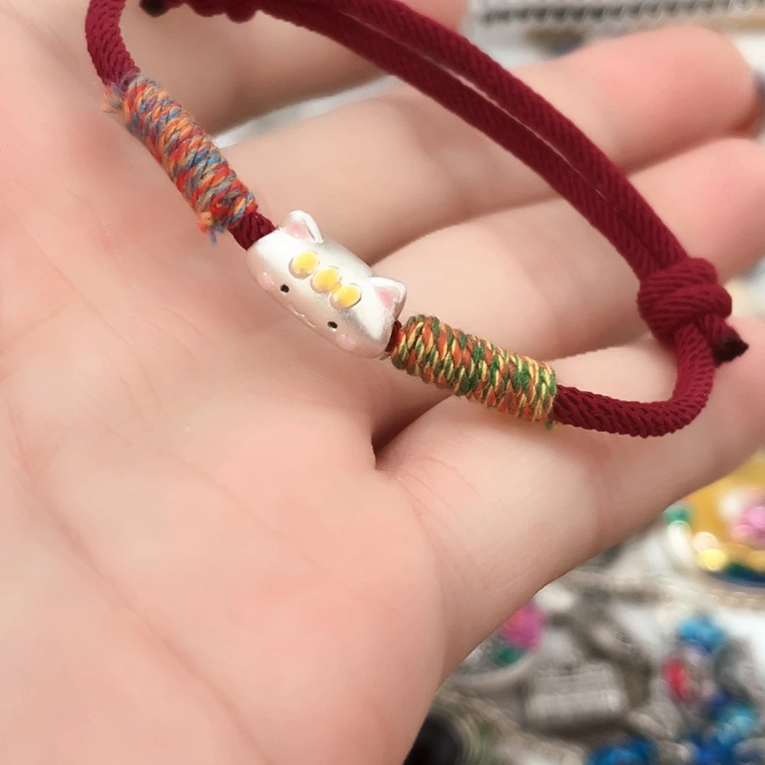 珐琅吊坠足银法棍猫