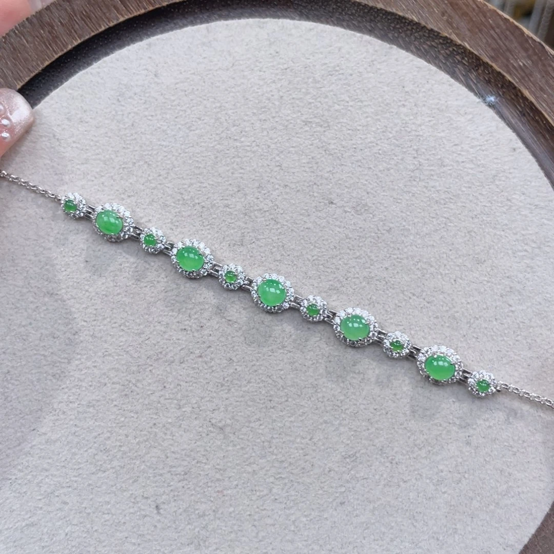 翡翠银S925镶嵌手链
