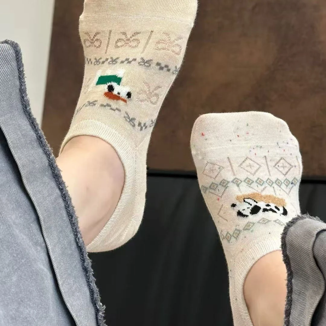 卡通系· 费尔岛元素爱心蝴蝶结低帮隐形春夏可爱猫咪小狗卡通船袜