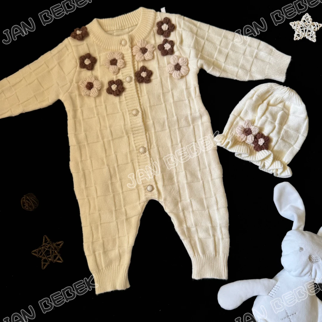 女宝2025秋冬新款洋气公主带帽毛衣针织连体衣保暖爬服